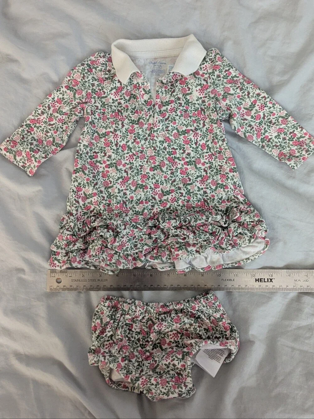 Ralph Lauren Dress with Pink and Green Floral Print, Size 9m